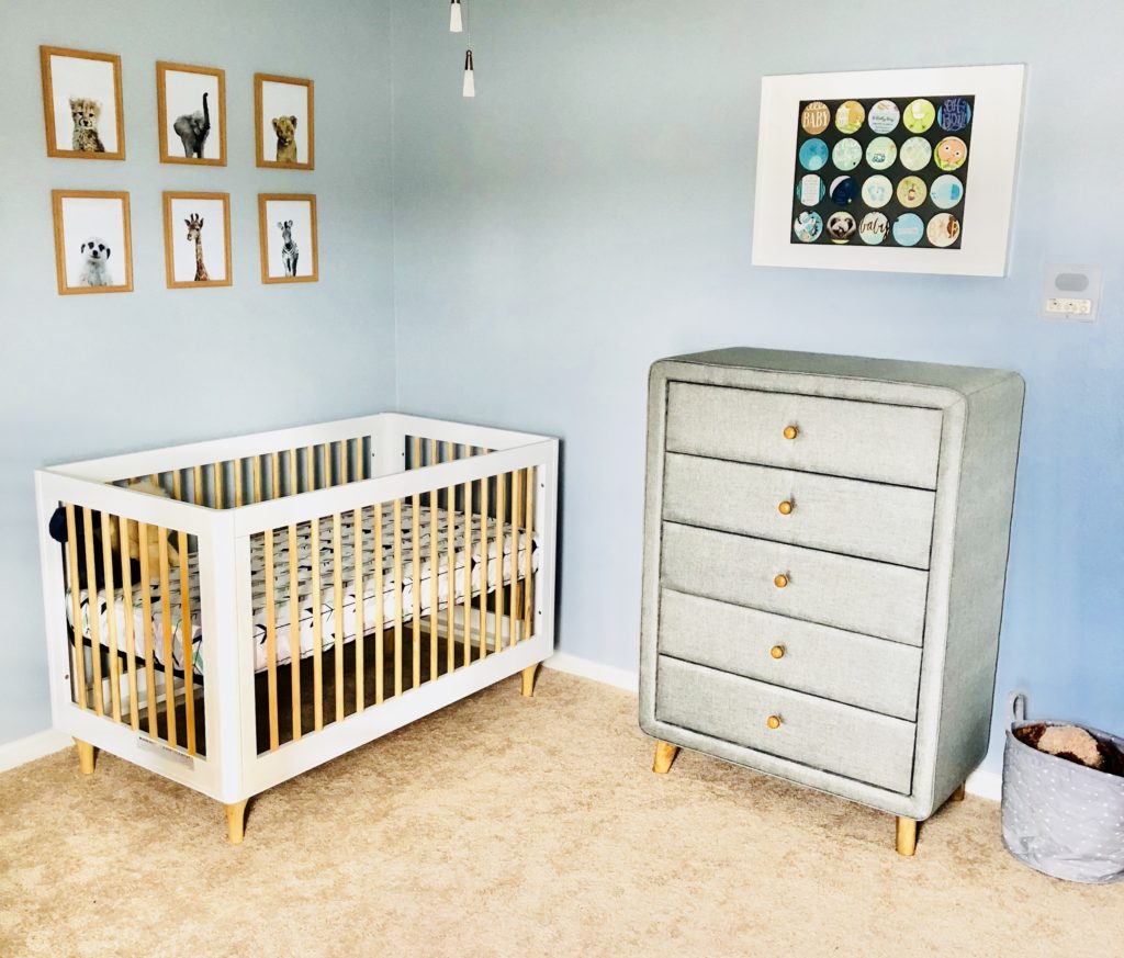 Baby boy crib and dresser